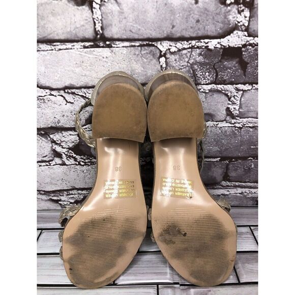 Silent D Raxiera Gold Braided Leather Block Heel Sandals Women’s Sz 38EU/7.5M US - Picture 13 of 16